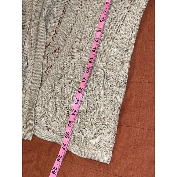 Notations Petite Womens Open Front Beige Knit Cardigan Sweater PM Made In USA - Picture 8 of 10